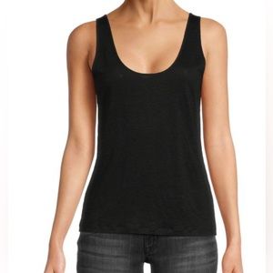 Vince Black Linen Blend Tank Top Small